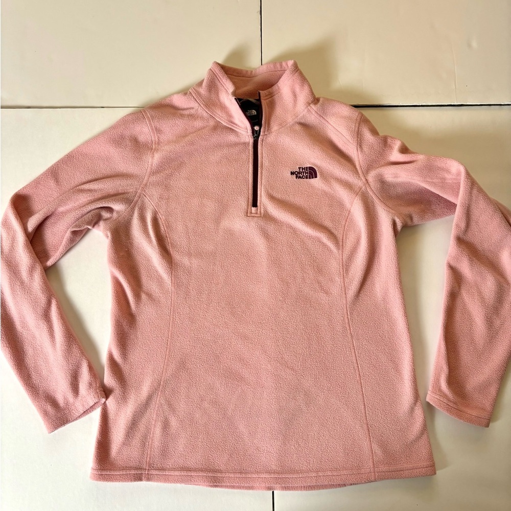 The North Face Women’s Pullover Sweatshirt Size Medium M In Pink Fleece 1/4 Zip